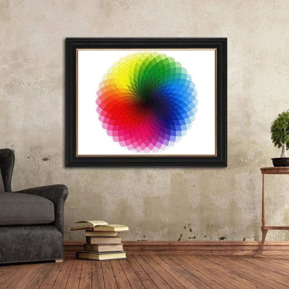 1000 Piece Round Jigsaw Puzzle Colorful Rainbow - Picture 2 of 6